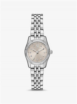 Michaelkors Petite Lexington Pavé Silver-Tone Watch Stříbrné | SN-MK28319