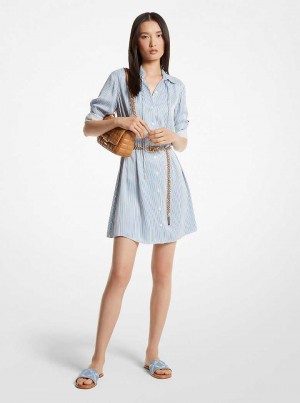Michaelkors Pinstriped Satin Belted Blankyt | SN-MK26711