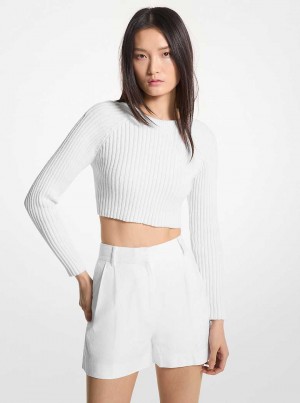 Michaelkors Pleated Linen Blend Bílé | SN-MK26542