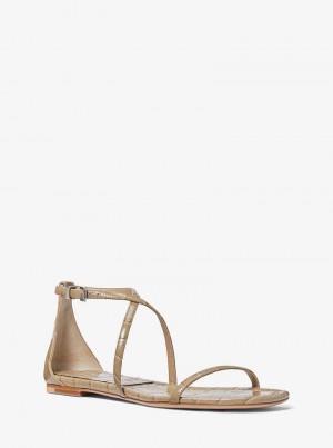 Michaelkors Polly Crocodile Embossed Leather Hnědé | SN-MK27565