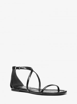 Michaelkors Polly Crocodile Embossed Leather Čokolády | SN-MK27686