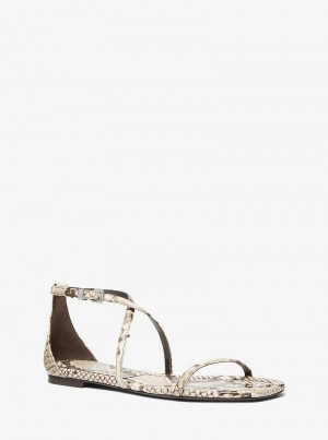 Michaelkors Polly Python Embossed Leather Béžový | SN-MK27709