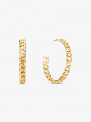 Michaelkors Precious Metal-Plated Brass Curb Link Hoop Zlaté | SN-MK27779