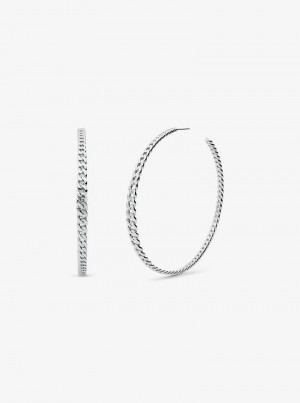 Michaelkors Precious Metal-Plated Brass Curb Link Hoop Stříbrné | SN-MK27783