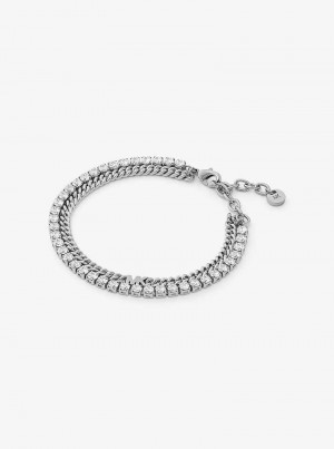 Michaelkors Precious Metal-Plated Brass Double Chain Tennis Stříbrné | SN-MK27732