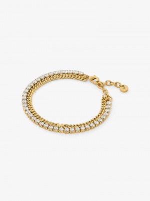 Michaelkors Precious Metal-Plated Brass Double Chain Tennis Zlaté | SN-MK27740