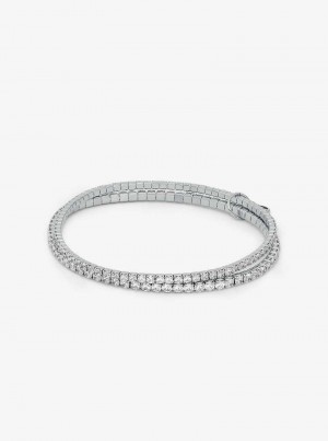 Michaelkors Precious Metal-Plated Brass Double Wrap Tennis Stříbrné | SN-MK27747