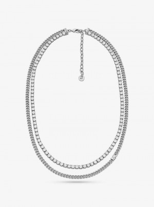 Michaelkors Precious Metal-Plated Brass Double Chain Tennis Stříbrné | SN-MK27814