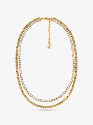 Michaelkors Precious Metal-Plated Brass Double Chain Tennis Zlaté | SN-MK27816