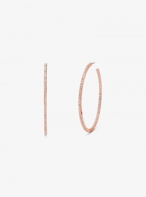 Michaelkors Precious Metal-Plated Brass Pavé Hoop Růžové Zlaté | SN-MK27759