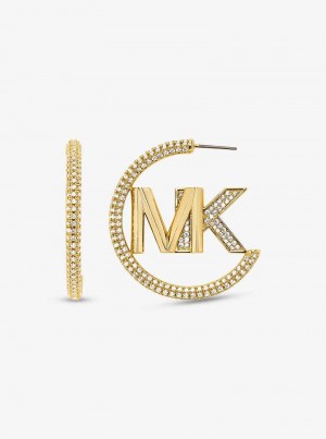Michaelkors Precious Metal-Plated Brass Pavé Logo Hoop Zlaté | SN-MK27775