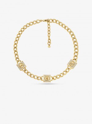 Michaelkors Precious Metal-Plated Brass Pavé Lock Trio Zlaté | SN-MK27826