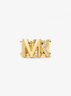 Michaelkors Precious Metal-Plated Brass Pavé Logo Zlaté | SN-MK27843