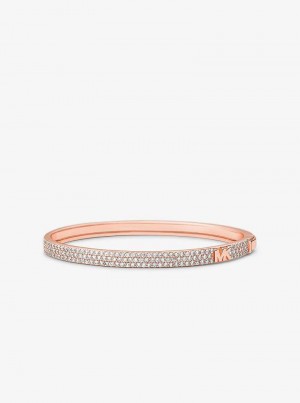 Michaelkors Precious Metal-Plated Sterling Silver Pavé Logo Růžové Zlaté | SN-MK27715