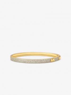 Michaelkors Precious Metal-Plated Sterling Silver Pavé Logo Zlaté | SN-MK27723