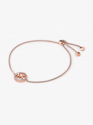 Michaelkors Precious Metal-Plated Sterling Silver Logo Slider Růžové Zlaté | SN-MK27731