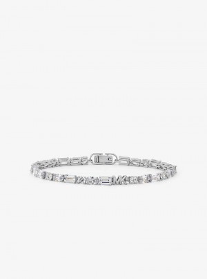 Michaelkors Precious Metal-Plated Sterling Silver Cubic Zirconia Tennis Stříbrné | SN-MK27746