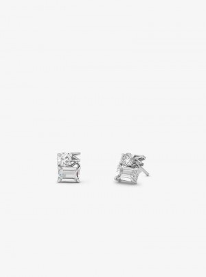 Michaelkors Precious Metal-Plated Sterling Silver Logo Stud Stříbrné | SN-MK27752
