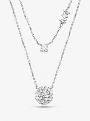 Michaelkors Precious Metal-Plated Sterling Silver Pavé Disc Layering Stříbrné | SN-MK27807