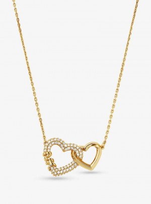 Michaelkors Precious Metal-Plated Sterling Silver Interlocking Hearts Zlaté | SN-MK27817