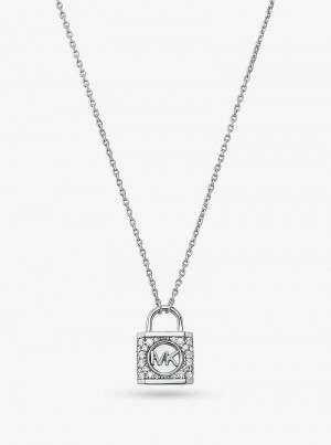 Michaelkors Precious Metal-Plated Sterling Silver Pavé Lock Stříbrné | SN-MK27825