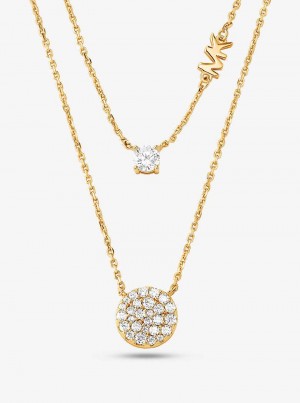 Michaelkors Precious Metal-Plated Sterling Silver Pavé Disc Layering Zlaté | SN-MK27831