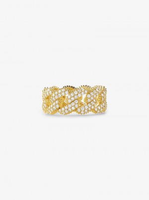 Michaelkors Precious Metal-Plated Sterling Silver Pavé Curb Link Zlaté | SN-MK27844