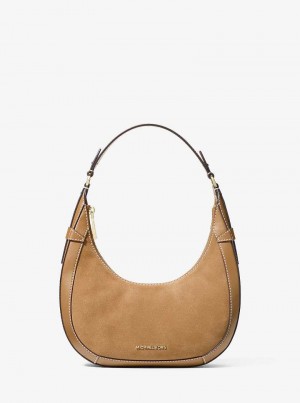 Michaelkors Preston Small Suede Crescent Hnědé | SN-MK27065