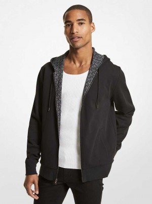 Michaelkors Reversible Logo Cotton Blend Zip-Up Černé | SN-MK27969