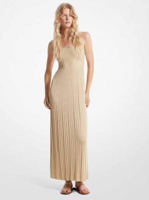 Michaelkors Ribbed Metallic Knit Flounce Tank Zlaté | SN-MK26761