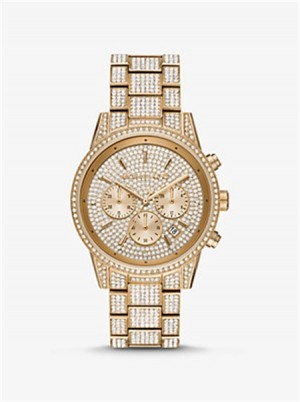 Michaelkors Ritz Pavé Gold-Tone Watch Zlaté | SN-MK28425