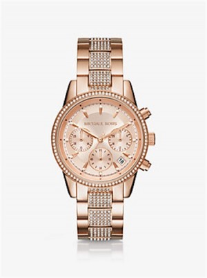 Michaelkors Ritz Pavé Rose Gold-Tone Watch Růžové Zlaté | SN-MK28389