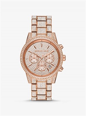 Michaelkors Ritz Pavé Rose Gold-Tone Watch Růžové Zlaté | SN-MK28422