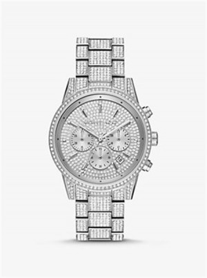 Michaelkors Ritz Pavé Silver-Tone Watch Stříbrné | SN-MK28419