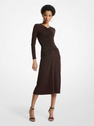 Michaelkors Ruched Matte Jersey Čokolády | SN-MK26702