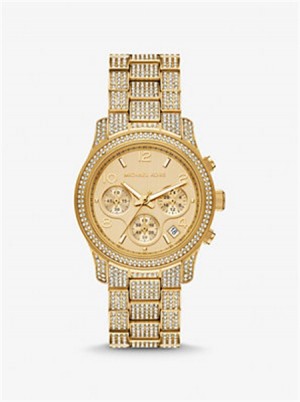 Michaelkors Runway Pavé Gold-Tone Watch Zlaté | SN-MK28326