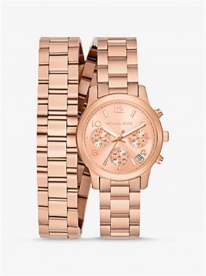Michaelkors Runway Rose Gold-Tone Wrap Watch Růžové Zlaté | SN-MK28395