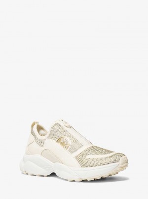 Michaelkors Sami Embellished Scuba Zip-Up Krém | SN-MK27464