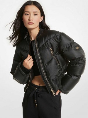 Michaelkors Satin Ciré Quilted Černé | SN-MK26613