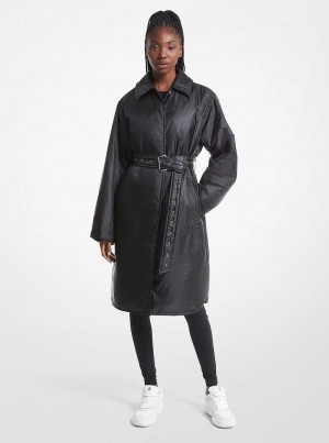 Michaelkors Satin Ciré Trench Černé | SN-MK26594