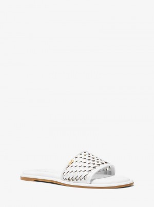 Michaelkors Saylor Hand-Woven Leather Bílé | SN-MK27621