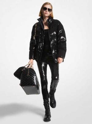 Michaelkors Sequined Ciré Quilted Černé | SN-MK26607