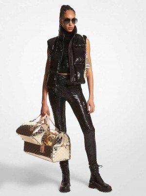 Michaelkors Sequined Ciré Quilted Černé | SN-MK26644