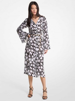 Michaelkors Shadow Floral Georgette Černé Bílé | SN-MK26773