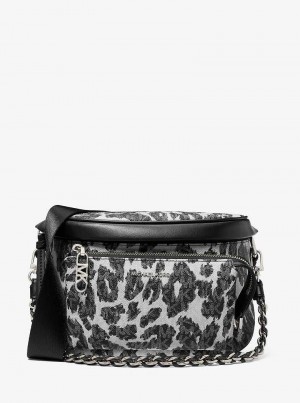 Michaelkors Slater Medium Leopard Logo Černé | SN-MK27198