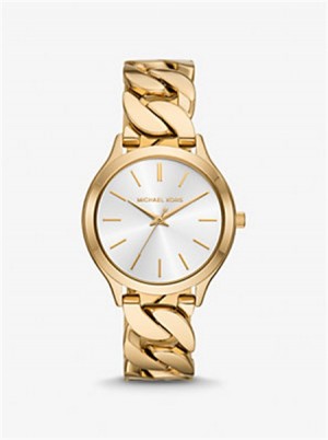 Michaelkors Slim Runway Gold-Tone Curb-Link Watch Zlaté | SN-MK28377