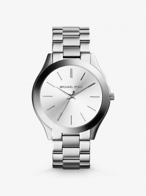 Michaelkors Slim Runway Silver-Tone Stříbrné | SN-MK28280