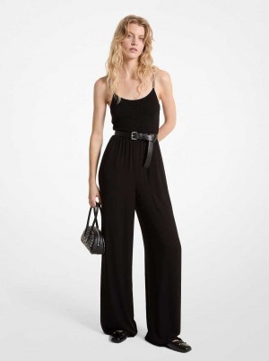 Michaelkors Smocked Georgette Chain Černé | SN-MK26766