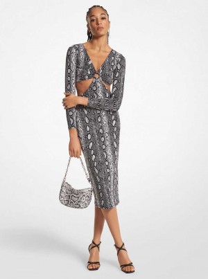 Michaelkors Snake Print Matte Jersey Cutout Černé | SN-MK26748