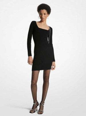 Michaelkors Square Neck Ribbed Knit Černé | SN-MK26749